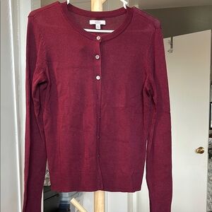 Women's Burgundy Cardigan Sweater